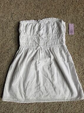 wild fable White Strapless Eyelet Dress